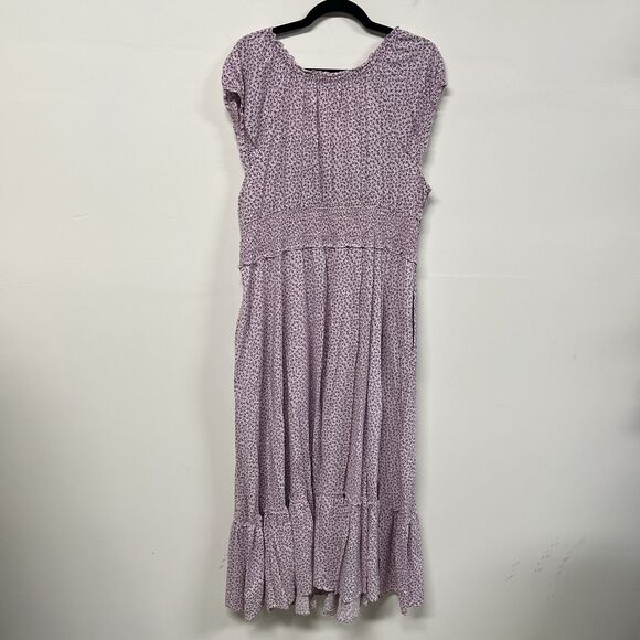 Old Navy Womens Purple Floral Maxi Dress XL Tiered Romantic Cottagecore Boho - Picture 3 of 12